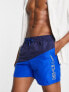 Nike Swimming 5 inch diagonal colour block swim shorts in navy and blue