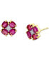 ფოტო #1 პროდუქტის Ruby (2 ct. t.w.) & Diamond (1/20 ct. t.w.) Flower Stud Earrings in 14k Gold