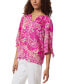 Women's Paisley Tie-Cuff Raglan-Sleeve Top