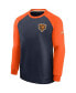 Фото #3 товара Men's Navy, Orange Chicago Bears Historic Raglan Crew Performance Sweater