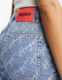 HUGO 435 jeans in mid blue with all over script logo