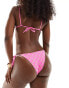 Pull&Bear check print tie side bikini bottom in pink Розовый, XL - EU 42 - фото #2