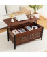 Brown Metal Coffee Table with Lifting Table & Storage