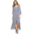 Фото #1 товара Scoop Women’s Fan Mosaic Butterfly sleeves High-low Hem V-Neck Maxi Dress Size S