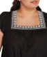 ფოტო #4 პროდუქტის Black Label Plus Size Boho Embroidered Square Neck Top