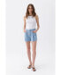 ფოტო #4 პროდუქტის Women's Dart Detailed Denim Shorts