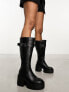 Фото #2 товара Public Desire Alaska chunky buckle knee boots in black