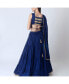 ფოტო #6 პროდუქტის Women's Royal Blue Lehenga Choli with Gold Trim