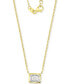 ფოტო #1 პროდუქტის Cubic Zirconia Solitaire Bezel-Set Pendant Necklace in 14k Gold-Plated Sterling Silver, 16" + 2" extender