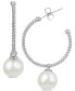 ფოტო #1 პროდუქტის Cultured Freshwater Pearl (8mm) Dangle Hoop Earrings in Sterling Silver