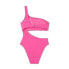 Фото #5 товара Women's Ribbed One Shoulder Cut Out One Piece Swimsuit - Shade & Shore Hot Pink