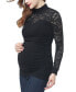 ფოტო #2 პროდუქტის Maternity Mock Neck Lace Trim Top