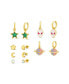 6 Piece Crescent Moon, Star, Alien and Planet Stud and Drop Earring Set