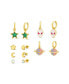 Фото #1 товара 6 Piece Crescent Moon, Star, Alien and Planet Stud and Drop Earring Set