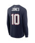 Фото #2 товара Men's Mac Jones Navy New England Patriots Player Name and Number Long Sleeve T-shirt