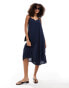 Vero Moda woven cami midi dress with v front in navy