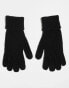 Pieces Pyron fluffy ribbed gloves in black