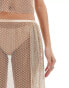 Фото #5 товара ASOS DESIGN co-ord split side maxi skirt in hotfix fishnet in gold