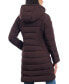 ფოტო #2 პროდუქტის Women's Hooded Faux-Leather-Trim Puffer Coat