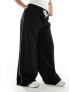 In The Style Plus contrast drawstring waist wide leg side stripe trousers in black