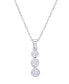 ფოტო #1 პროდუქტის Cubic Zirconia Round 3 Drop Pendant 18" Silver Plate Necklace