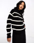 Фото #1 товара Vila high neck super soft jumper in black mono stripe