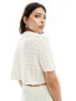 Фото #7 товара ASOS DESIGN knitted polo top with stitch detail in cream