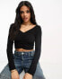 Фото #1 товара ASOS DESIGN ruched v front and back crop top in black