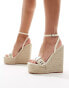 Simmi London Jamaica high espadrille wedges with eyelet buckle detail in cream