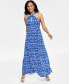 Фото #1 товара Women's Printed Keyhole-Neck Maxi Dress, Created for Macy's