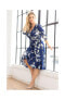 Фото #5 товара Plus Size Flirty Flounce Midi Wrap Dress with 3/4 Sleeves