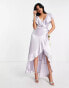Фото #8 товара Topshop bridesmaid satin frill wrap dress in lilac
