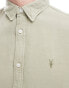 AllSaints Laguna long sleeve linen shirt in green