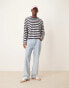 ASOS DESIGN boxy oversized long sleeve t-shirt in navy and white stripe