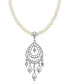 ფოტო #1 პროდუქტის Silver-Tone Crystal Filigree Drop On Imitation Pearl Necklace