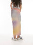 Topshop mesh pastel blurred printed picot trim midi skirt in multi