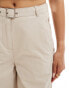 ASOS DESIGN trouser with button detail in stone