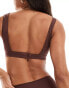 & Other Stories rib deep band triangle bikini top in dark brown