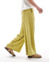 ASOS DESIGN smart extreme wide leg linen blend joggers in chartreuse Зеленый, M - W34 - фото #2