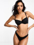 Фото #7 товара Hunkemoller Lola ribbed underwired cotton bra with lace trim detail in black