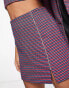 Фото #6 товара Miss selfridge dogtooth mini skirt with diamante trim co-ord in pink and blue