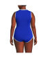 Plus Size Chlorine Resistant High Neck Zip Front One Piece Swimsuit