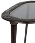 Фото #4 товара 23" x 15" x 23" Aluminum Abstract Oval Shaped Shaded Glass Top and Detailed Engravings Accent Table