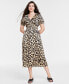 Фото #1 товара Women's Leopard-Print V-Neck Midi Dress, Created for Macy's