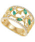 ფოტო #1 პროდუქტის Emerald (3/8 ct. t.w.) & White Topaz (1/2 ct. t.w.) Openwork Ring in 14K Gold-Plated Sterling Silver