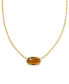 14k Gold-Plated Bamboo Framed Stone Adjustable Pendant Necklace, 19" + 4" extender