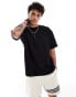 ASOS DESIGN oversized t-shirt with roll sleeve in crosshatch texture in black Черный, S - Chest 38 - фото #1