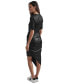 Фото #2 товара Women's Mesh-Yoke Foil Rib-Knit Asymmetric-Hem Dress