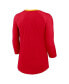 ფოტო #2 პროდუქტის Women's Red Kansas City Chiefs Raglan 3/4 Sleeve T-Shirt