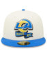 ფოტო #3 პროდუქტის Men's Cream, Royal Los Angeles Rams 2022 Sideline 59FIFTY Fitted Hat